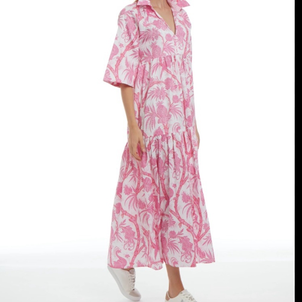 PATTY KIM New England Apparel Club MARNI DRESS pink orange and white maxi dress